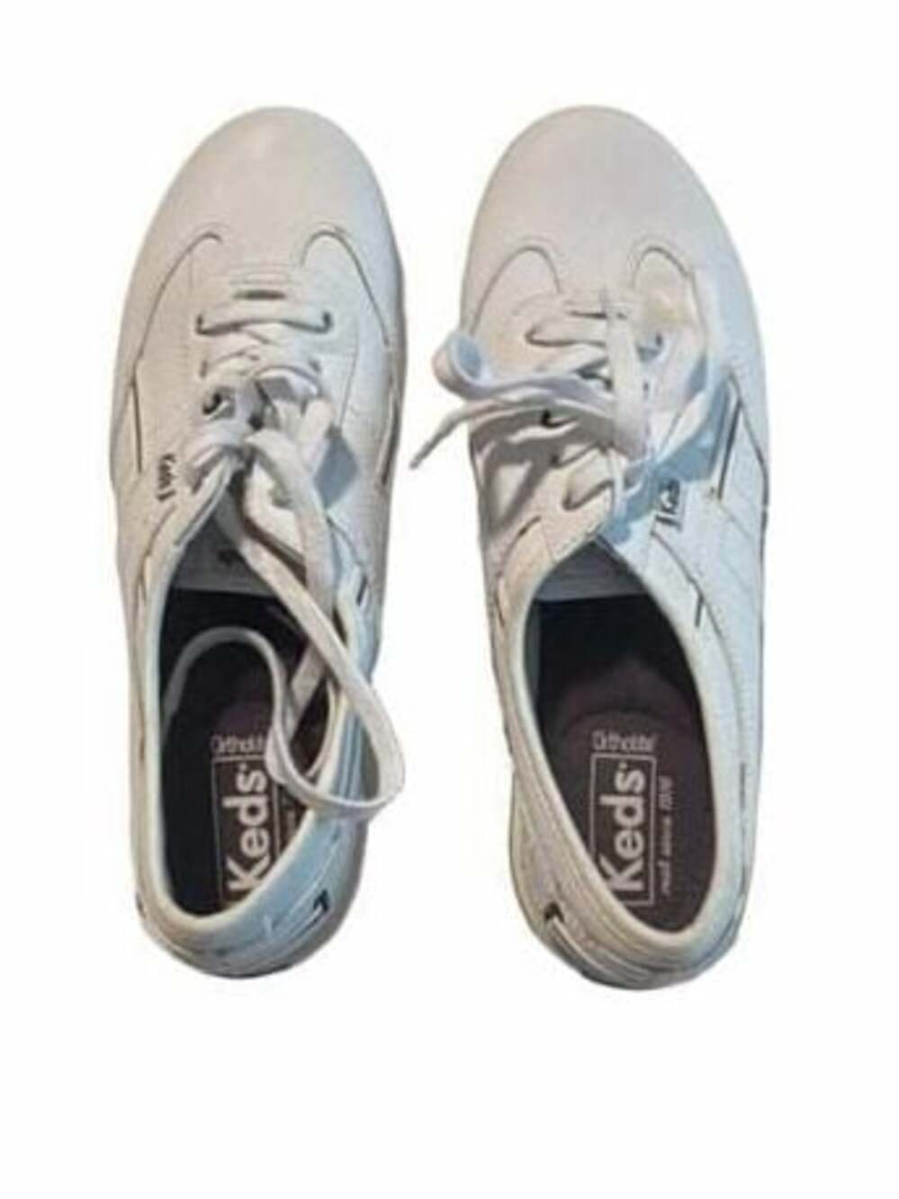 Keds White Leather Ortholite Lace-Up Sneakers Shoes
